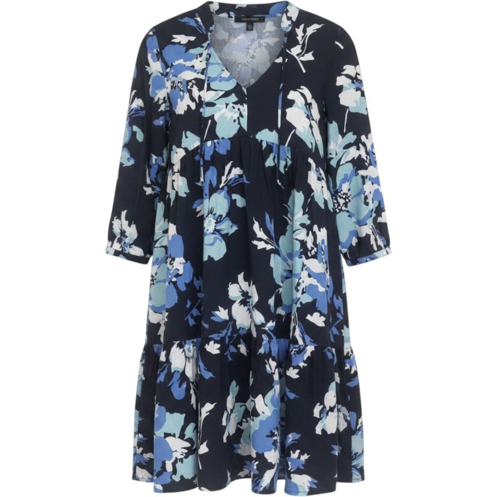 Ellen Tracy Navy Bouquet Floral‎ Tiered Dress ETWS5053 XS NEW $129